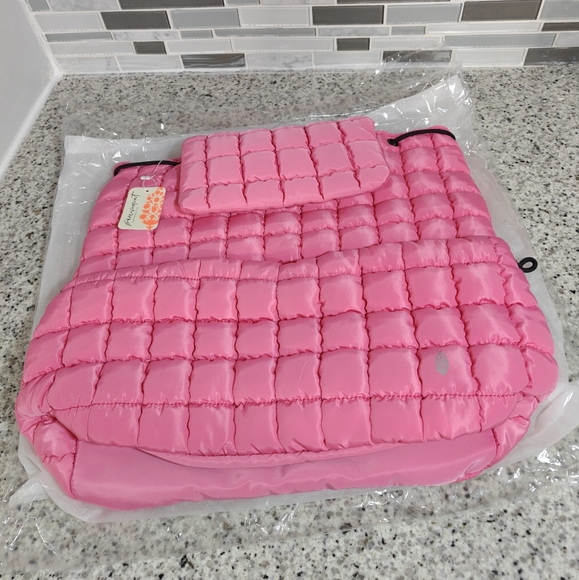 0006 Free People Quilted Pink Puffer Backpack